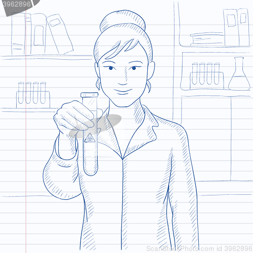 Image of Laboratory assistant with test tube.