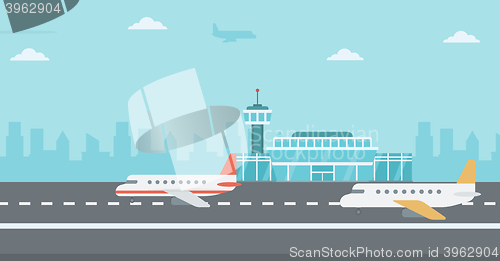 Image of Background of airport with airplanes.