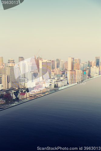 Image of view from infinity edge pool to bangkok city