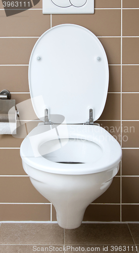 Image of White toilet bowl in the bathroom