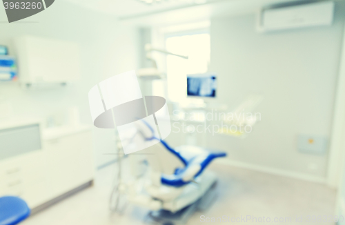 Image of blurred modern dental clinic office interior bokeh