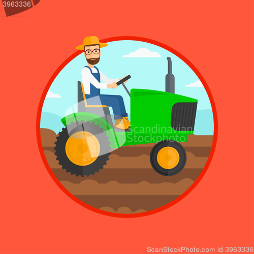 Image of Farmer driving tractor.