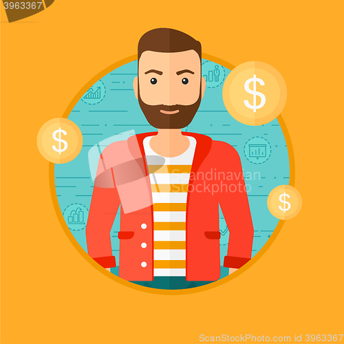 Image of Successful businessman with dollar coin.