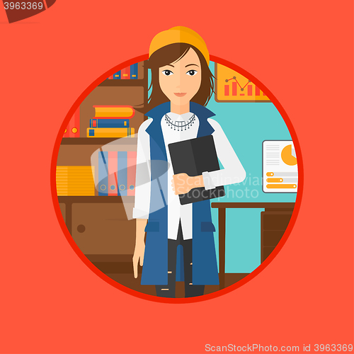 Image of Cheerful successful business woman.