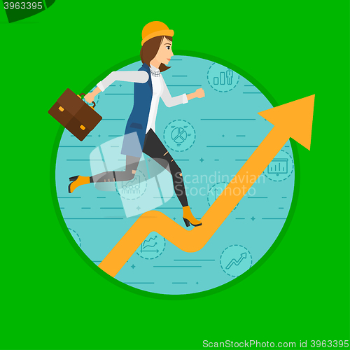 Image of Woman running on growth graph. 