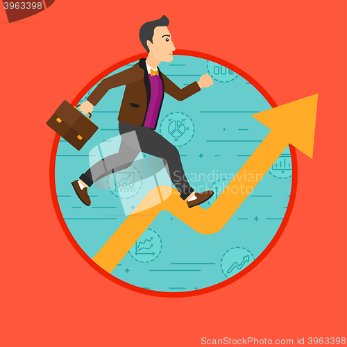 Image of Man running on growth graph. 