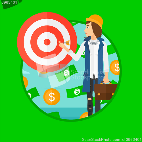 Image of Business woman with target board.