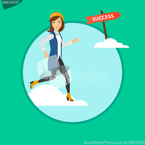 Image of Business woman moving to success.
