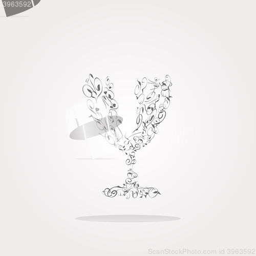 Image of vector Champagne cup icon on internet button isolated on white