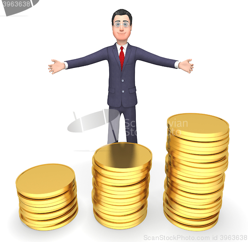 Image of Coins Businessman Means Cash Investment And Entrepreneurial 3d R