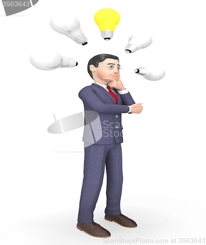 Image of Character Lightbulbs Shows Power Source And Business 3d Renderin