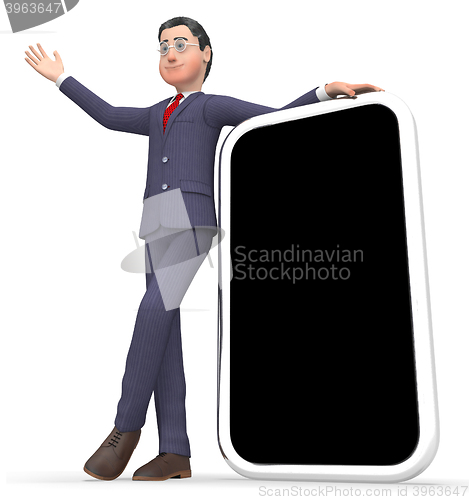 Image of Businessman Copyspace Shows World Wide Web And Blank 3d Renderin