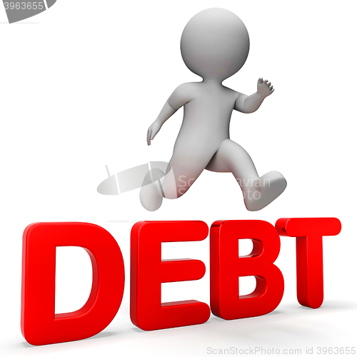 Image of Debt Overcome Means Render Achievement And Breakthrough 3d Rende