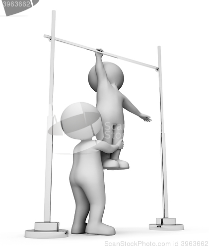 Image of High Bar Shows Get Fit And Apparatus 3d Rendering