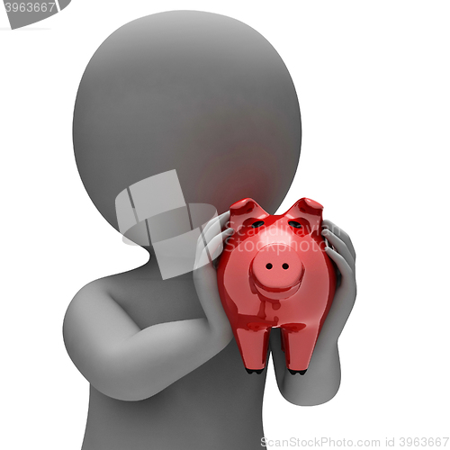 Image of Save Savings Represents Piggy Bank And Render 3d Rendering