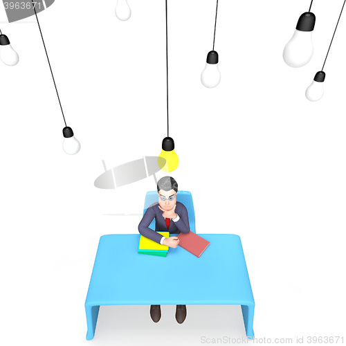 Image of Lightbulb Idea Represents Think About It And Businessman 3d Rend