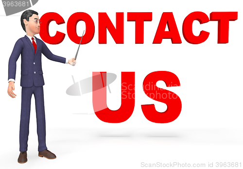 Image of Contact Us Represents Business Person And Businessman 3d Renderi