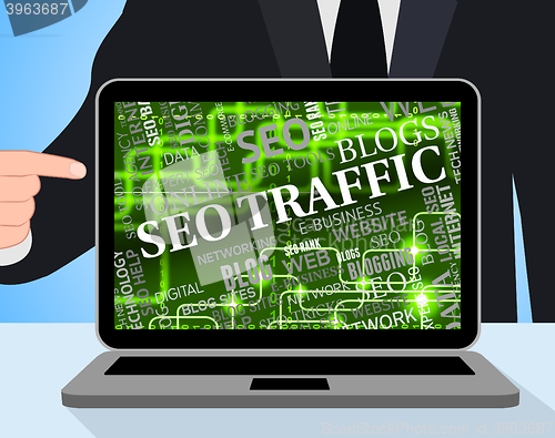 Image of Seo Traffic Represents Internet Pc And Visitors