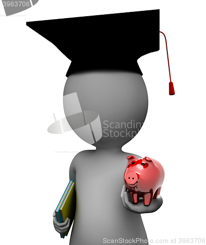 Image of Education Savings Shows Piggy Bank And Rich 3d Rendering
