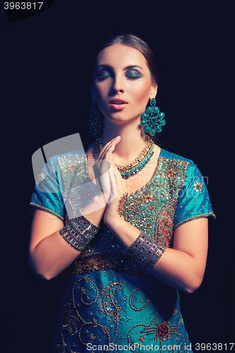 Image of Fine art portrait of beautiful fashion Indian