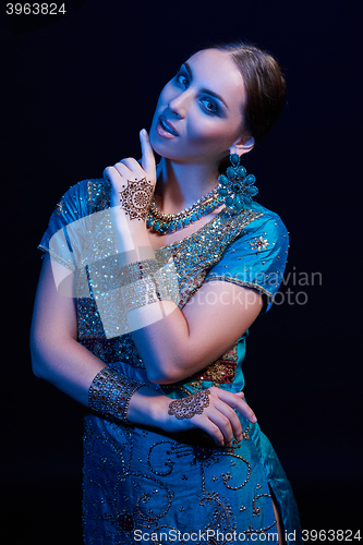 Image of Fine art portrait of beautiful fashion Indian
