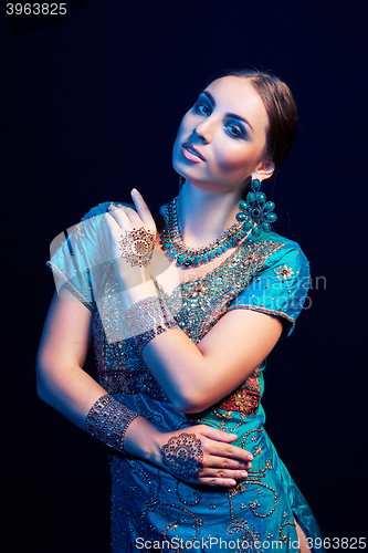 Image of Fine art portrait of beautiful fashion Indian