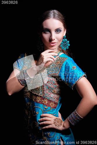 Image of Fine art portrait of beautiful fashion Indian