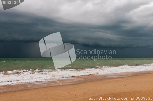 Image of Dark stormy sky and sea. 