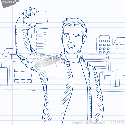 Image of Man making selfie.