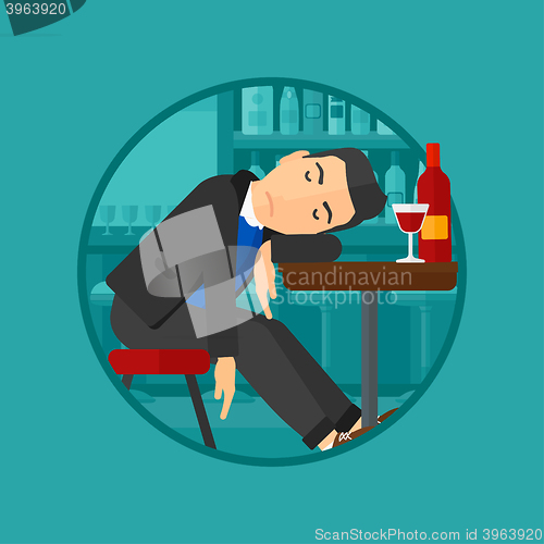 Image of Drunk man sleeping in bar.