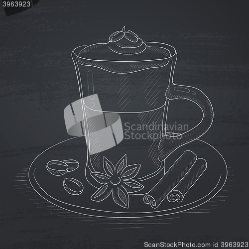 Image of Cup of coffee with cinnamon.