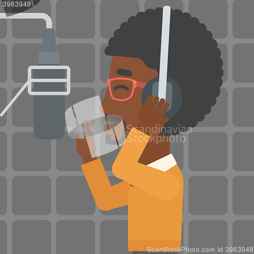 Image of Singer making record. 