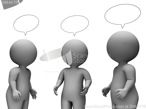 Image of Speech Bubble Shows Render Chatting And Speaking 3d Rendering