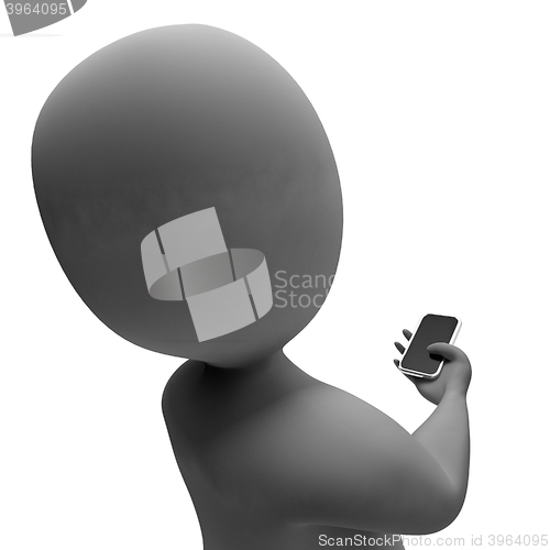 Image of Smartphone Character Means Call Us And Calling 3d Rendering