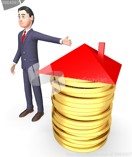 Image of House Finance Shows Home Finances And Accounting 3d Rendering