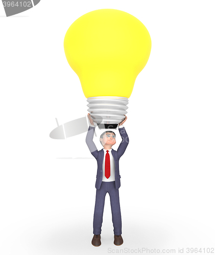 Image of Businessman Idea Represents Light Bulb And Character 3d Renderin