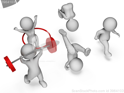 Image of Characters Exercise Shows Working Out And Exercised 3d Rendering