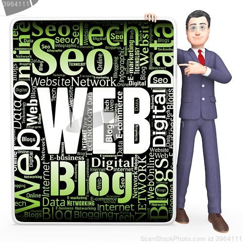 Image of Web Sign Means Online Network And Net