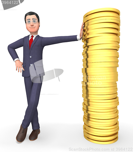 Image of Money Character Means Business Person And Wealthy 3d Rendering