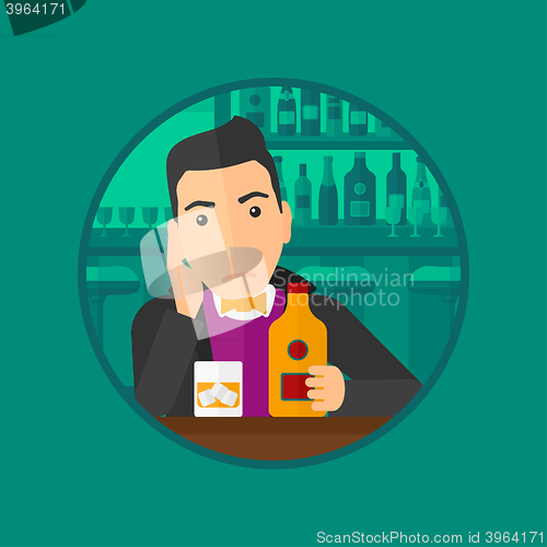 Image of Sad man drinking alcohol.