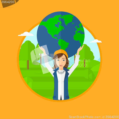 Image of Woman holding globe.