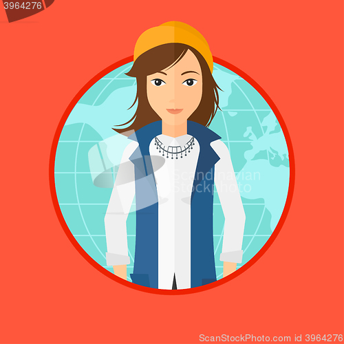 Image of Business woman taking part in global business.