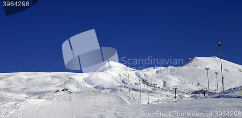 Image of Panoramic view on ski resort at sun day