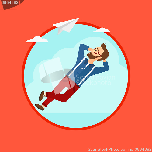 Image of Businessman lying on cloud.