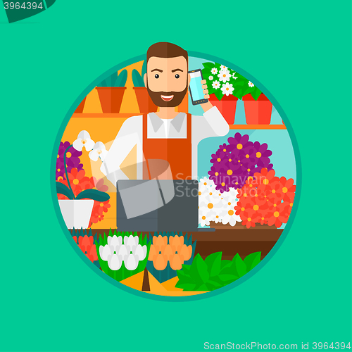 Image of Florist at flower shop.