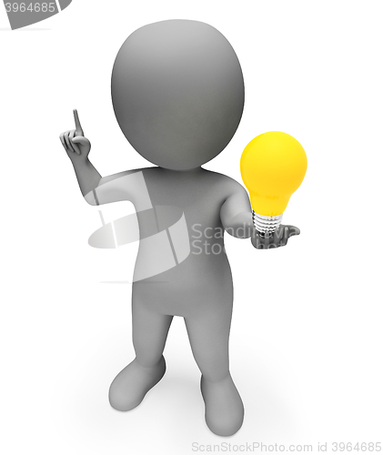 Image of Lightbulb Character Indicates Reflection Inventions And Illustra