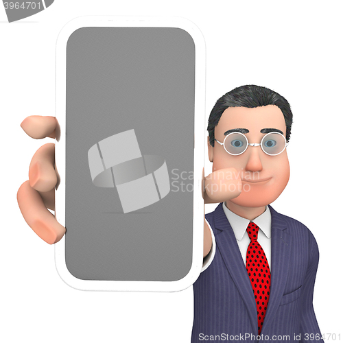 Image of Smartphone Character Shows World Wide Web And Business 3d Render