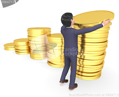 Image of Coins Savings Means Business Person And Investment 3d Rendering