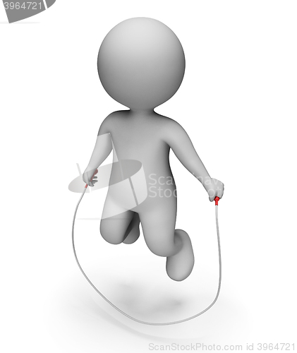 Image of Characters Skipping Indicates Jumping Rope And Exercise 3d Rende