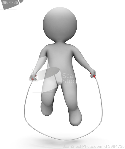 Image of Skipping Characters Shows Jumping Rope And Exercise 3d Rendering